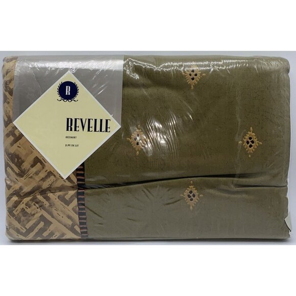 Revelle Sari King Size Bed Skirt Combed Cotton Sateen Green Multicolor - Picture 11 of 12